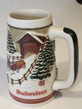 Limited Edition Budweiser Clydesdales Holiday Beer Stein Mug Anheuser Busch 1984