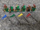 Vintage Lego Lot of 6 Forest Men Minifigures Archer w Bow Arrows Feathers Flags — photo 2