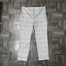 Ann Taylor Petite Light Grey Plaid Ankle Length Trouser Pants Size 8P