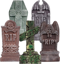 17  Halloween Foam RIP Graveyard Tombstones 5 Pack, Halloween Decorations