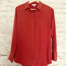 Nine West Womens Lightweight Button Up Dress Shirt Size S Orange