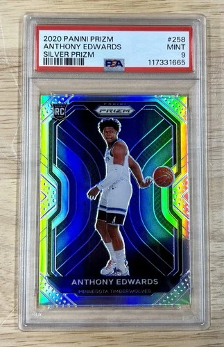 Anthony Edwards 2020-21 Panini Prizm Silver Prizm Rookie (RC) #258 PSA 9