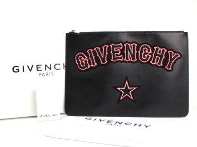 Givenchy Clutch Tasche Signature Ledertasche Black Star BC06346544 Auth Italy