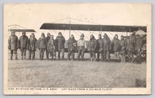 Aviation Section US Army, "250 Mile Flight" WW1 Airplane Pilots 1918 Postcard
