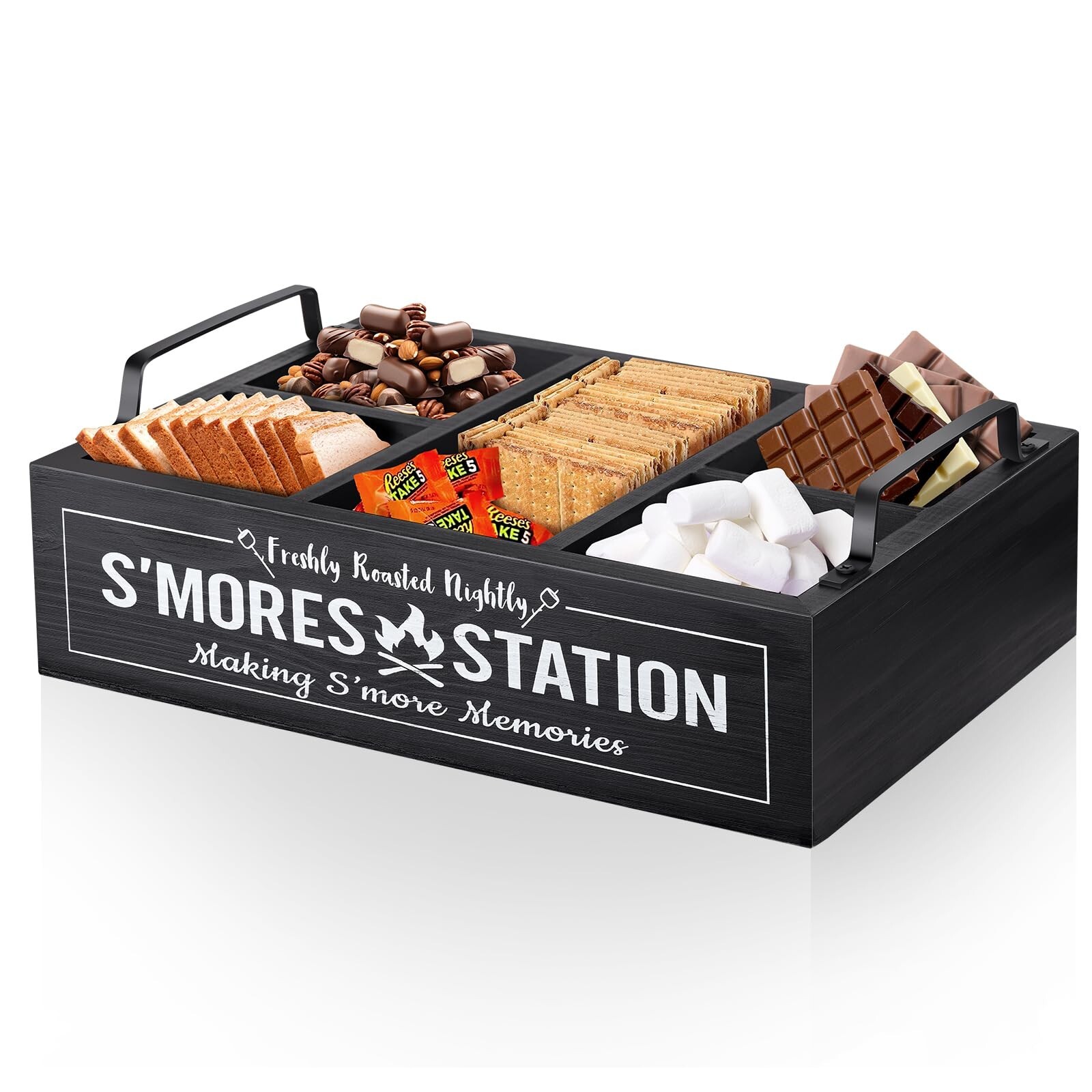 Smores Station S'mores Bar Holder with Handles, Farmhouse Smores Caddy, Smore...