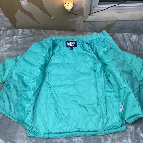 Lands’ End Puffer Jacket Girls XL (18) Blue Green Full Zip Light weight Winter - Picture 11 of 16
