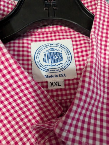 Mens J Press J.press Dress shirt Pink Gingham XXL 2XL Made in usa - 第 8/9 張圖片