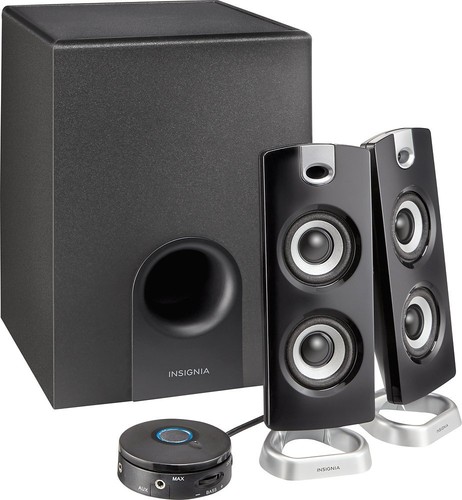 insignia - 2.1 bluetooth speaker system (3-piece) - black