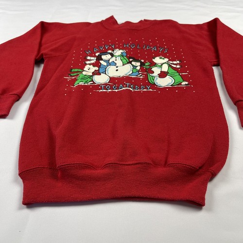 Caesars Palace Vntg Crewneck Sweater Girls Medium 10-12 Toga Teddy Christmas USA - Picture 19 of 24