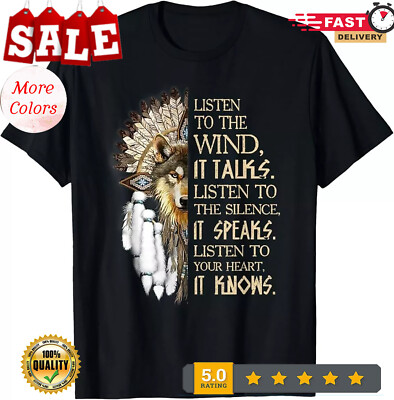 2025/Listen to the wind Eagle native american T-Shirt, Unisex Tees