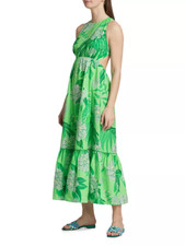 FARM RIO Dewdrop Floral Green Midi Dress $235 MSRP Size L