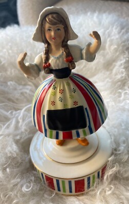 Vintage Schmid Danish Girl Musical Figurine Tiptoe Thru The Tulips Polka Japan