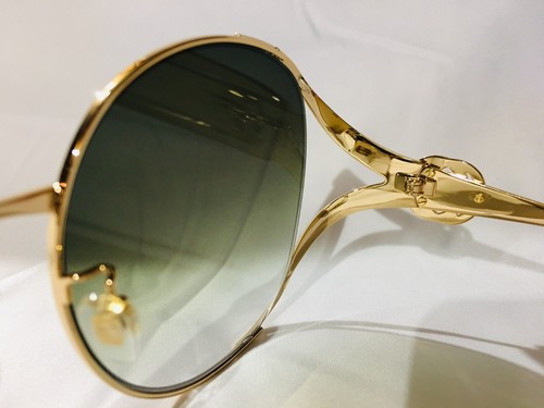 Authentic New Gucci GG0225S 006 Gold/Green Gradient Round Women's Sunglasses - Picture 6 of 9