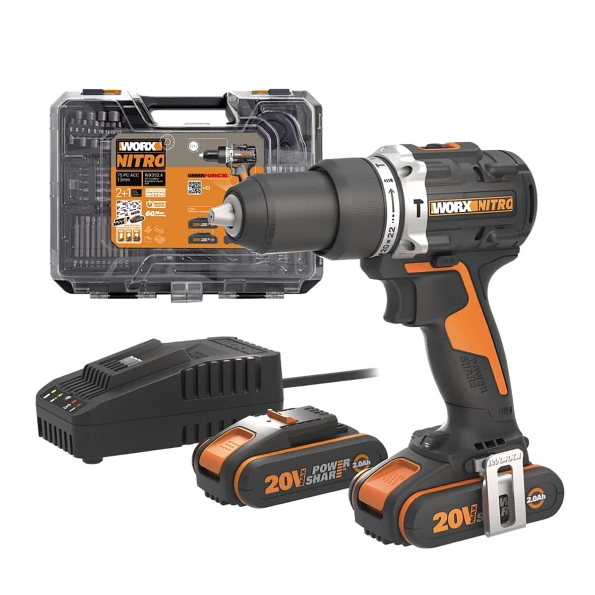 Worx Combi Drill Twin Pack Worx 20V Cordless Drill/Driver Kit 265