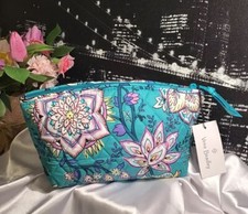 Vera Bradley Medium Quilted Cotton Cosmetic Bag PEACOCK GARDEN NWT RV 49