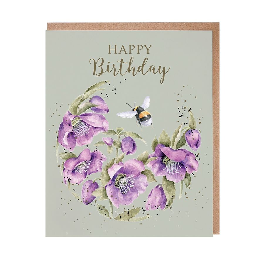 Wrendale Bee and Flowers Happy Birthday Card – New Beginnings Greeting Card