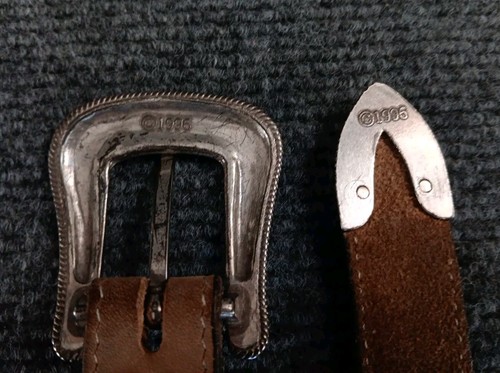 Womens VTG Suede Leather Belt Buffalo Nickle Accents MISSING 1 NICKLE 44" Long - Picture 12 of 12
