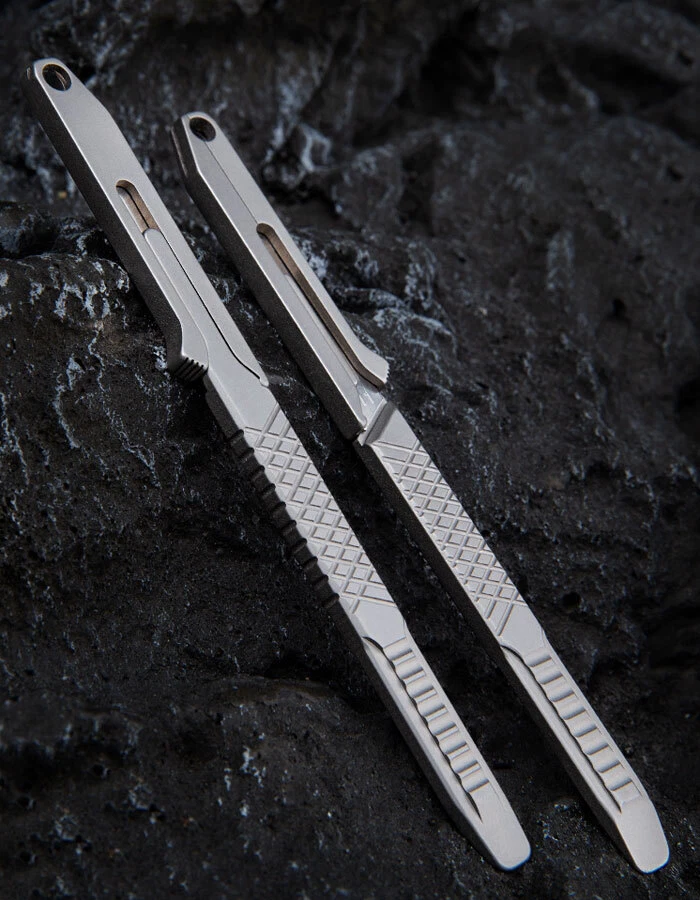 Nuevo cuchillo utilitario de titanio hoja de bisturí con funda palanca supervivencia al aire libre EDC Foto 3 de 4