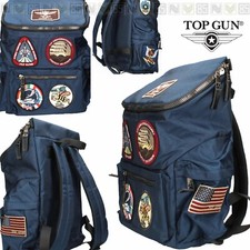 Zaino Borsa Backpack TOP GUN con Patch Impermeabile Cordura Antistrappo BLU NAVY