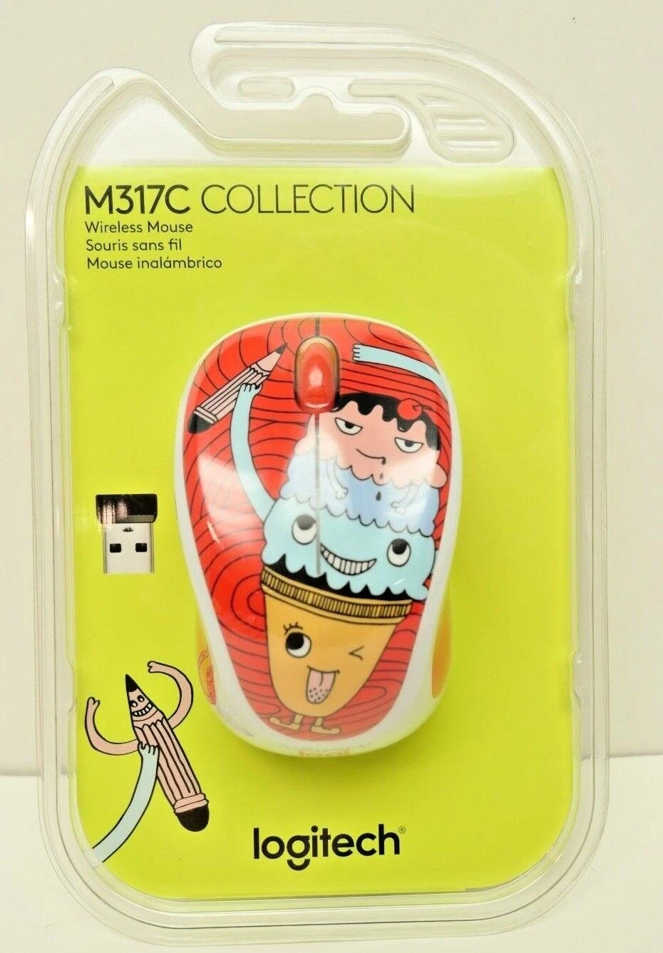 Logitech Wireless Mouse M317C Collection- 3 Scoop Ice Cream Cone- 10m Range NIP - Picture 1 of 8