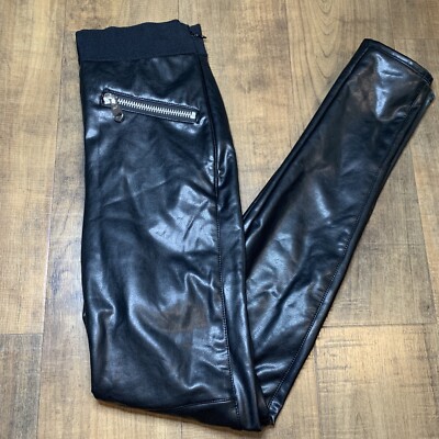 Cinq a Sept 5 a 7 Sonya Legging Women's Pants Black Faux Leather Slim Size XS