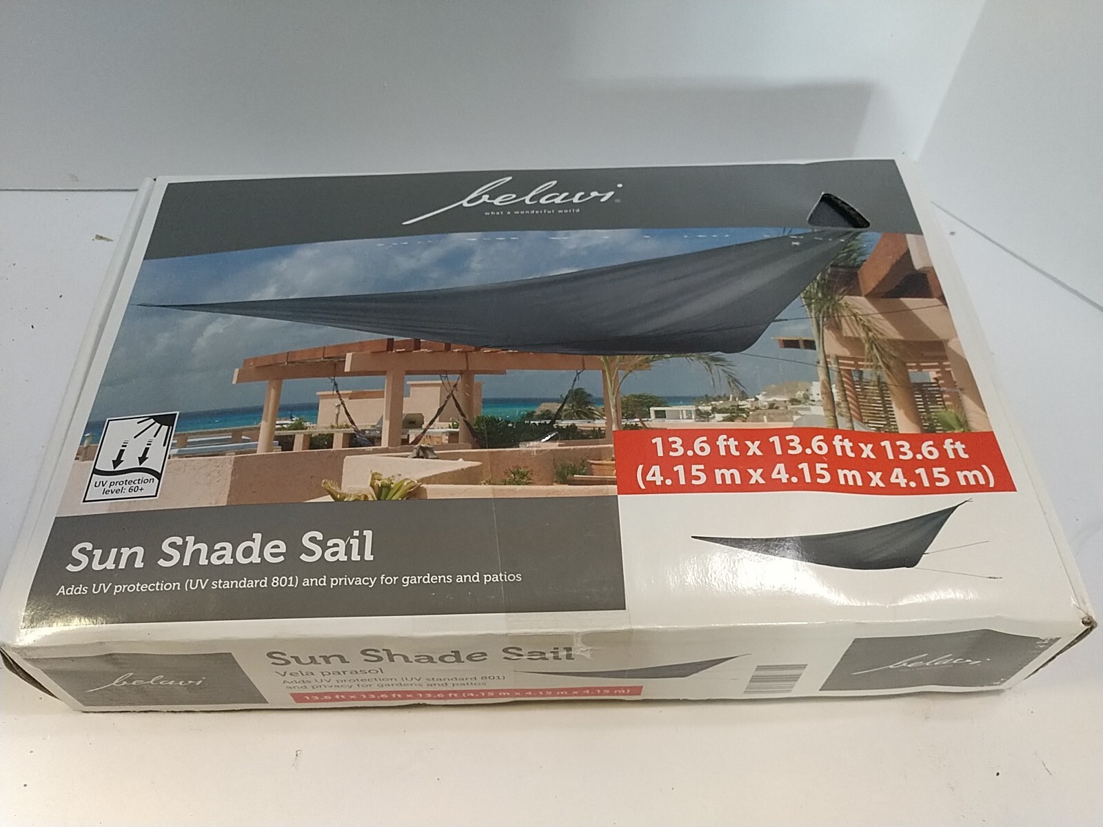 BELAVI TRIANGULAR SUN SHADE SAIL PATIO POOL CANOPY UV PROTECTION 13.6