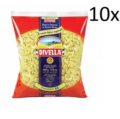 10x Pasta Divella 100% Italienisch N° 88 Fiocchetti 500 gr
