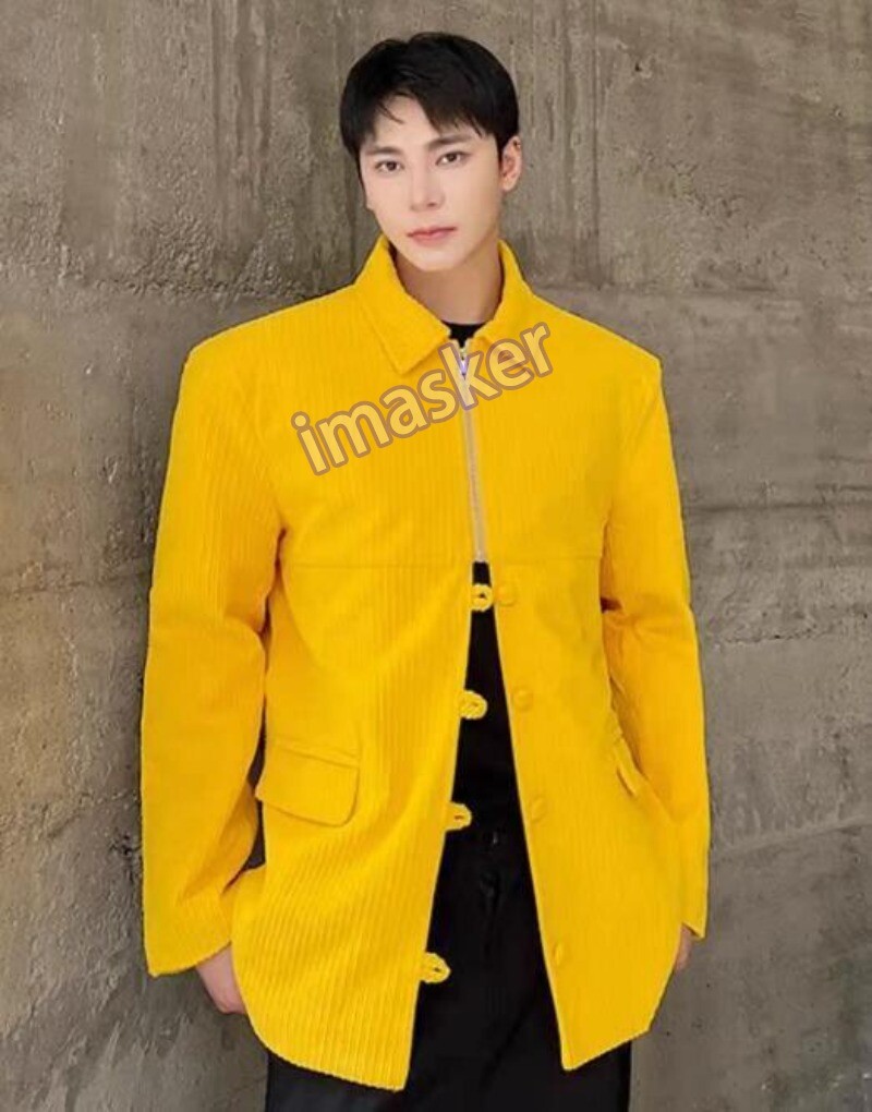 Punk Men's Chic Corduroy Lapel Short Jacket with Color Splicing