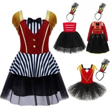 Kids Girls Circus Ringmaster Dress Up Costume Halloween Performance Outfits Set