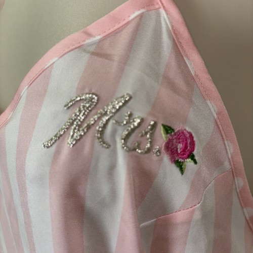 NWT Betsey Johnson Pink Stripe MRS Slip Nightie Night Gown L Bridal Ruffle Back - Picture 3 of 9