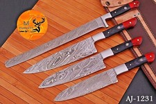 Custom Handmade CHEF KNIFE Set Kitchen Knives Cutlery Forged Damascus Steel 1231