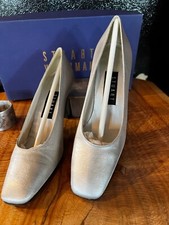 Stuart Weitzman Silver Matte Lame CANA Style Ladies Pumps 3" Heel SZ 5 EUC Box