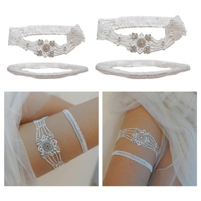 Braut-Strumpfbänder Set Aus Spitze - Traditionell Mit Perle Für Hochzeit