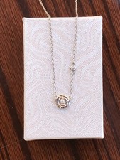 Rose Flower Pendant Necklace Sterling Silver 925 CZ Dainty Tiny 7.5mm 17.75"