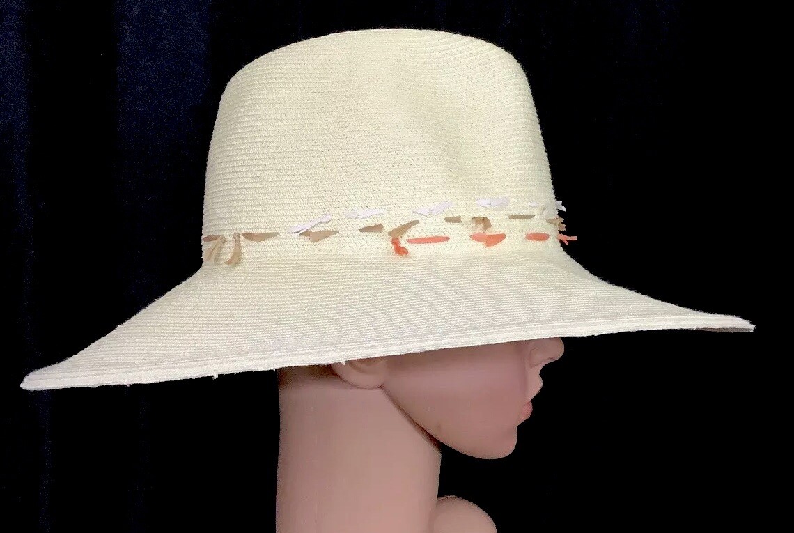 Albertus Swanepoel Hat Ivory Paper Straw Stitched Straw Band  display picture 2