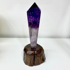 1.37LB Top! natural amethyst staff tip healing specimen obelisk ornament