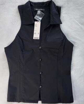#ad Urban Outfitters Shirt Jet Black Tank top Women’s Small Petite Button Down $8.09