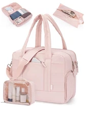 Duffle Bag for Business Travel, Weekender Puffer Carry On With Shoe Compartme...