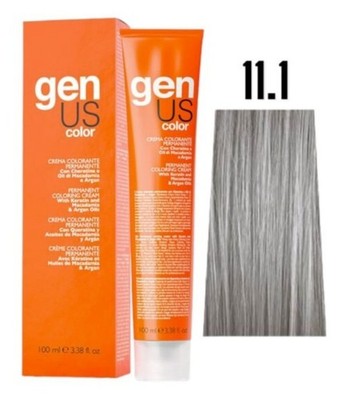 Gen US Color Permanent Hair Coloring Cream 11.1 Super Blonde Platinum Ash 3.38oz