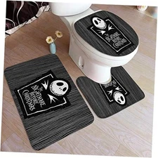 3 Piece Super Plush Non-Slip Bath Mat Rug Set Halloween Toilet Carpet Rugs 