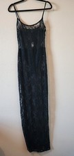 Pretty Little Thing Women's Black Lace Maxi Slip Dress UK 10 US 6 Lingerie NWT