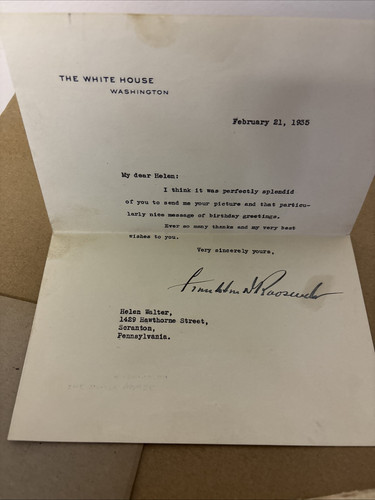 FRANKLIN & ELEANOR ROOSEVELT SIGNED 1935 LETTER Whitehouse Letters Autograph FDR - Picture 3 of 24