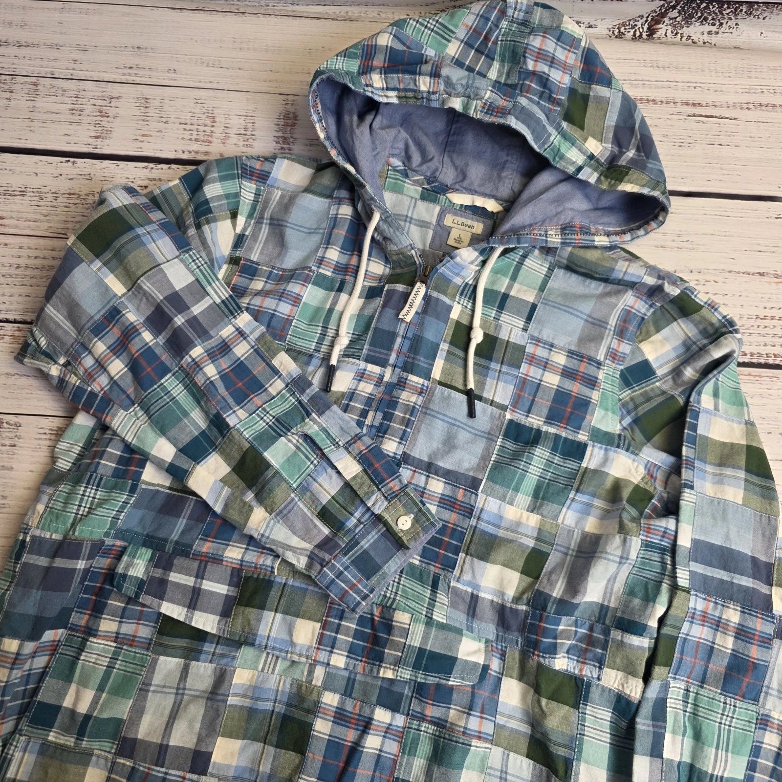LL Bean Patchwork Hoodie Women Large Madres Plaid Cotton 1/2 Zip Pullover Pouch
Opens in a new windo