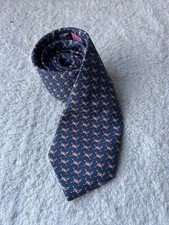 Vineyard Vines 100% Silk Tie Whale Print Coral Pink & Blue Made in USA