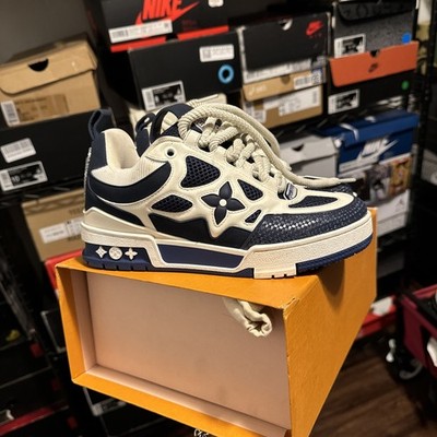 Size 2.5V (3.5 - 4US)  - Louis Vuitton Navy Blue Skate Sneakers 100% Authentic! 