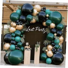 Gold Balloon Arch Kit - 119 PCs Double Stuffed Emerald Dark Green Green Black