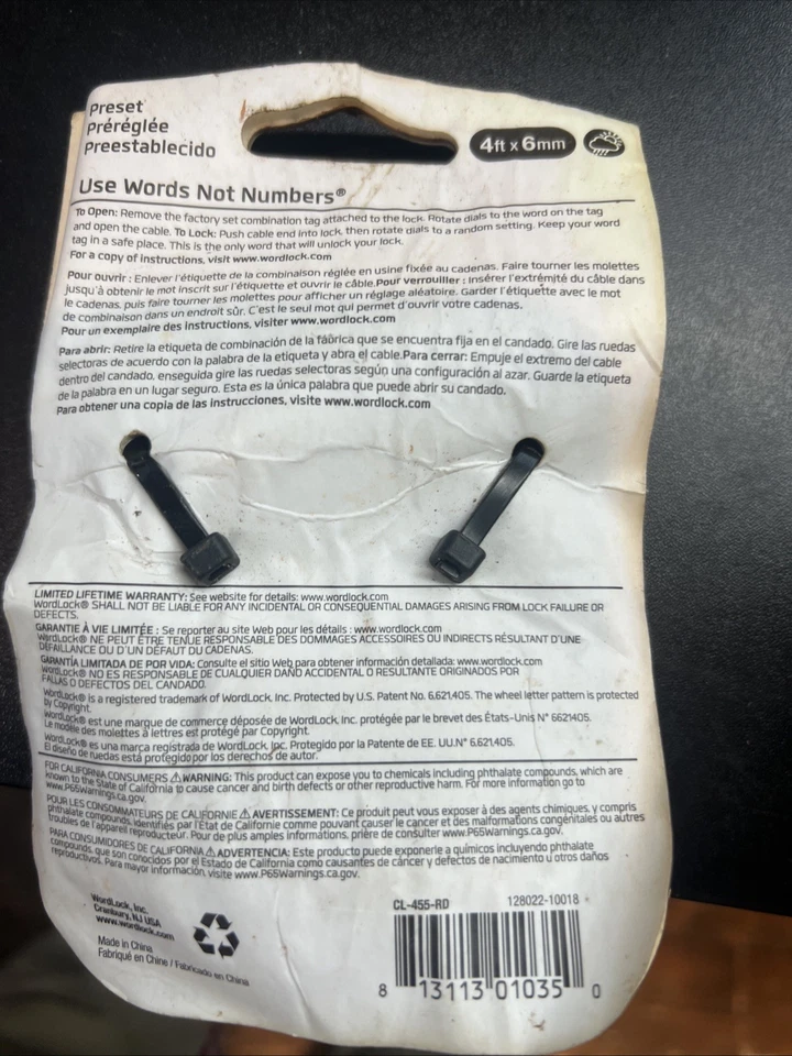 Nova WORDLOCK Fácil de Lembrar Combinação Letras Seguro Word Lock Bicicleta - Imagem 3 de 4