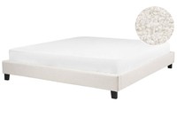 Polsterbett Bouclé Beige Creme Doppelbett Mit Lattenrost 180X200Cm Skandi Roanne