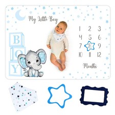 Monthly Milestone Blanket for Boy   Premium Extra Soft Fleece for Baby Shower...