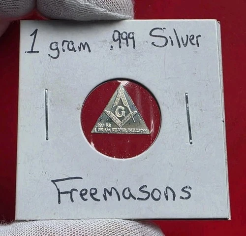 Freemasons All Seeing Eye - 1 Gram .999 Fine Pure Silver Round Triangle Bar RARE